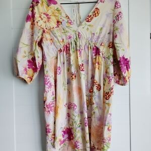 H&M Vibrant Floral V-Neck Dress Mini Dress, Summer Spring Dress Xsmall